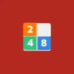 Imagem com a logomarca do GNOME 2048 com fundo vermelho