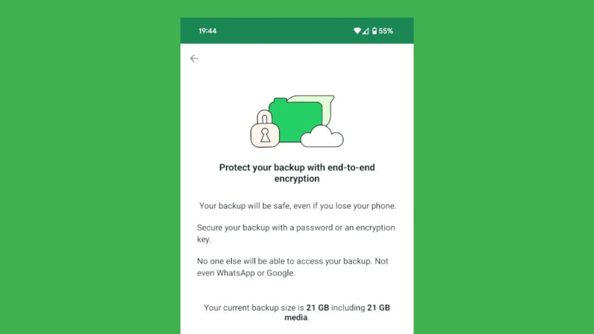 WhatsApp trabalha em novo recurso de senha para maior segurança de backup 2 Imagem: WABetaInfo