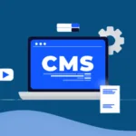 Imagem com notebook com CMS na tela