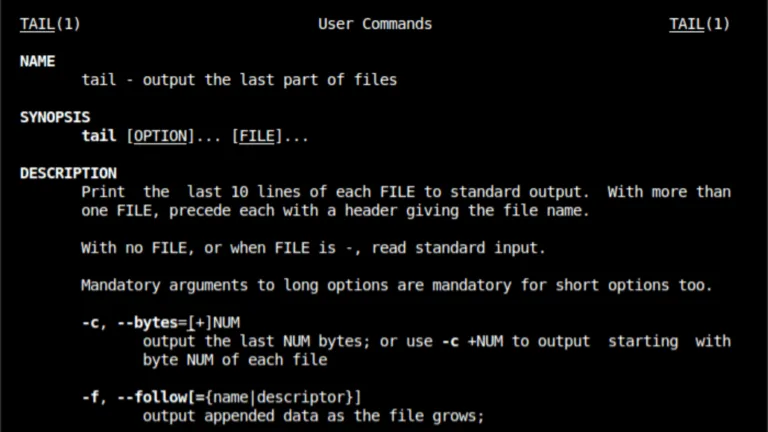 Imagem de linha de comando tail