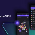 Imagem com celulares e logomarca do Proton VPN