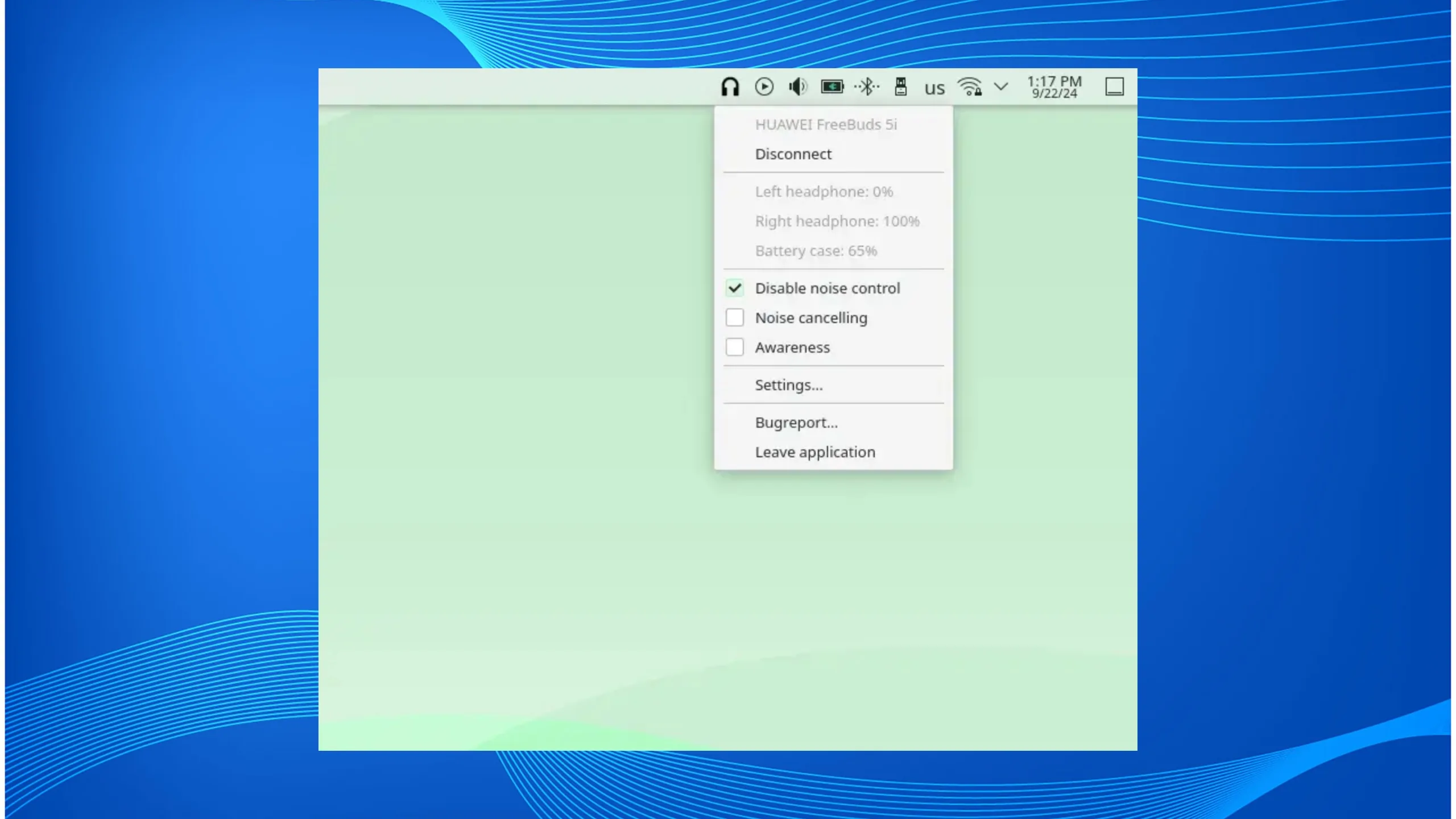 Instale o OpenFreebuds no Ubuntu, Fedora, Debian e outras distribuições Linux com Flatpak 2 Imagem com a interface do Openfreebuds