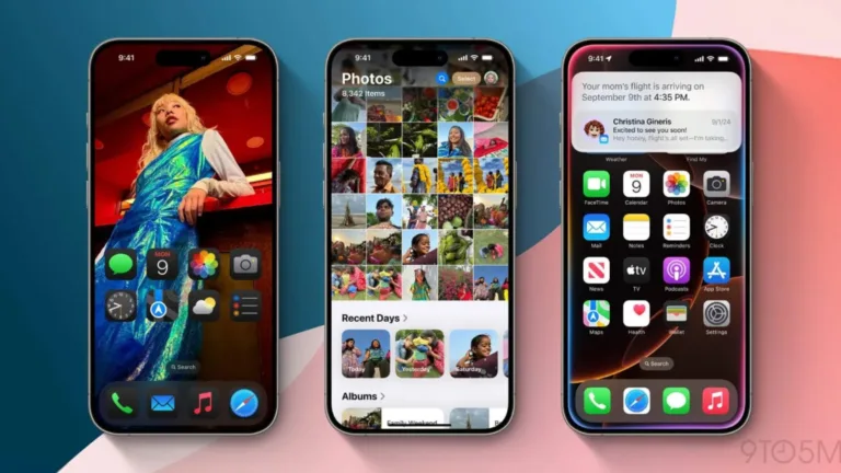 Imagem com iPhones com iOS 18