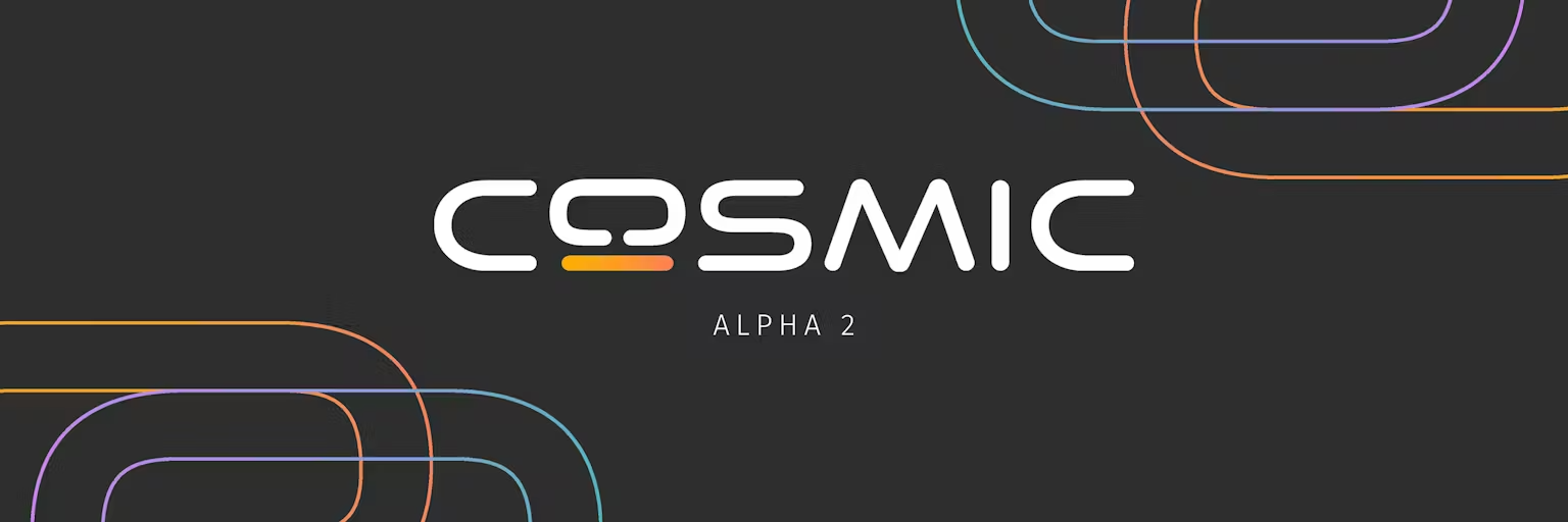 System76 lança segunda versão alpha do COSMIC com melhorias no gerenciador de janelas e acessibilidade 2 Logo do COSMIC Alpha 2 com design minimalista e linhas coloridas curvas sobre fundo cinza escuro.