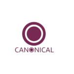 Logotipo da Canonical com círculo roxo no centro e o nome Canonical escrito em letras maiúsculas roxas abaixo