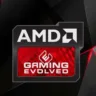 Logotipo da AMD Gaming Evolved com fundo preto e detalhes em vermelho