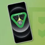 Imagem com a logo do Android 15