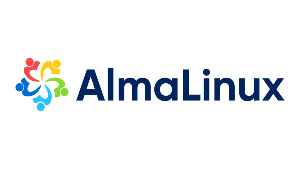 Logo AlmaLinux centralizada com o fundo cinza claro