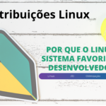 Imagem de destaque para o artigo 'Por que o Linux é o sistema favorito dos desenvolvedores?'. A imagem contém uma bola de tênis, um adesivo com o símbolo do Linux e uma faixa inferior destacando termos como 'Linux', 'I/O', 'Otimização' e 'Eficiência'.