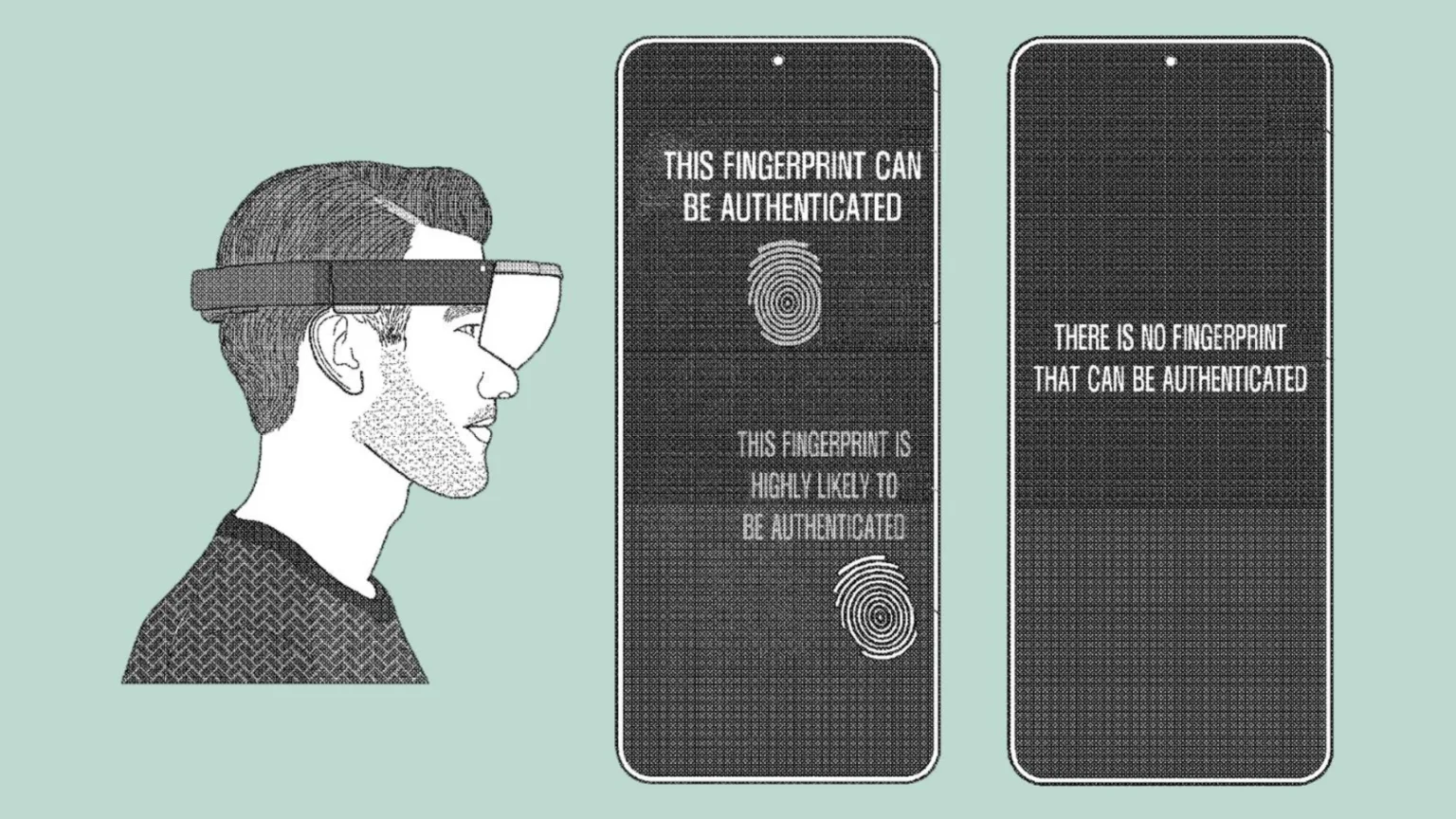 Patente Samsung visa eliminar os resíduos de impressão digital deixados na tela 1 Imagem com dois celulares mostrando a patente da Samsung com impressão digital