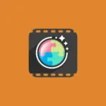 Imagem com a logomarca do Photoflare com fundo laranja