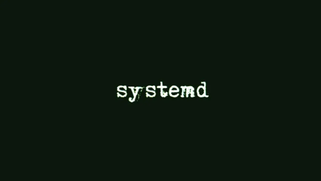 Logo do systemd com fundo escuro, representando o gerenciador de sistema e serviços no Linux