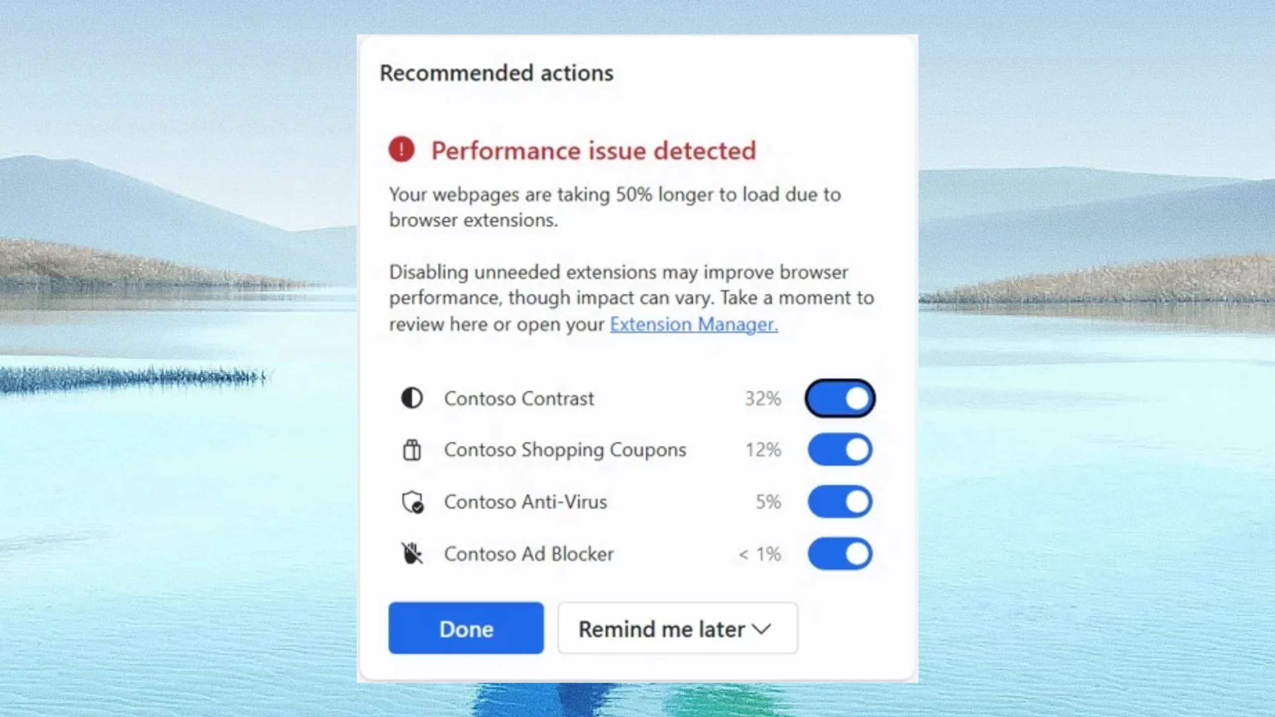 Microsoft Edge: extensões que causam problemas de desempenho serão sinalizadas 2 Imagem com detector de desempenho de extensão do Microsoft Edge