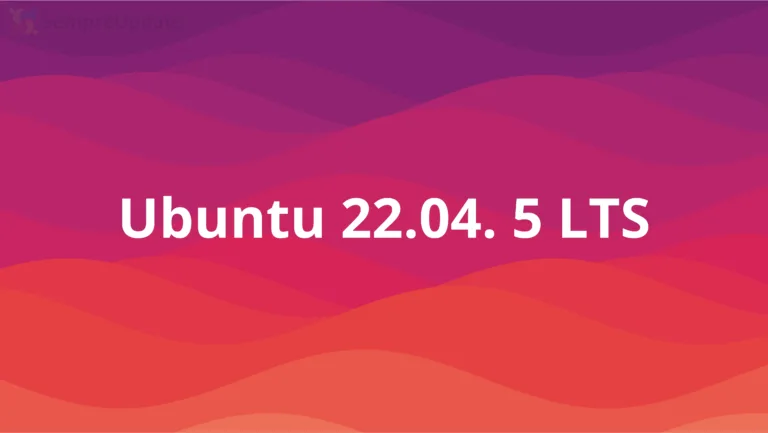 Imagem com o fundo laranja, roxo e amarelo com a logo do Ubuntu 22.04.5 LTS indicando o lançamento de uma nova versão do Ubuntu