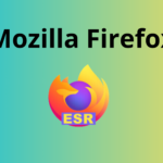 Logotipo do Mozilla Firefox ESR com fundo degradê nas cores verde e amarelo