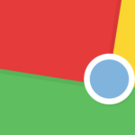 Imagem com as cores vermelha, amarela, verde e um circulo azul remetendo as cores da logo do Google Chrome.
