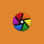 Imagem com a logomarca do Darktable com fundo laranja