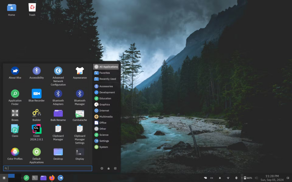 Captura de tela do lançamento do rlxos 2.0 Sankalpa, mostrando a nova interface com animações suaves e tema atualizado, parte das melhorias que tornam a distribuição Linux mais segura e confiável.