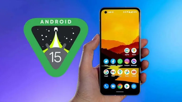 Imagem com a logo do Android 15