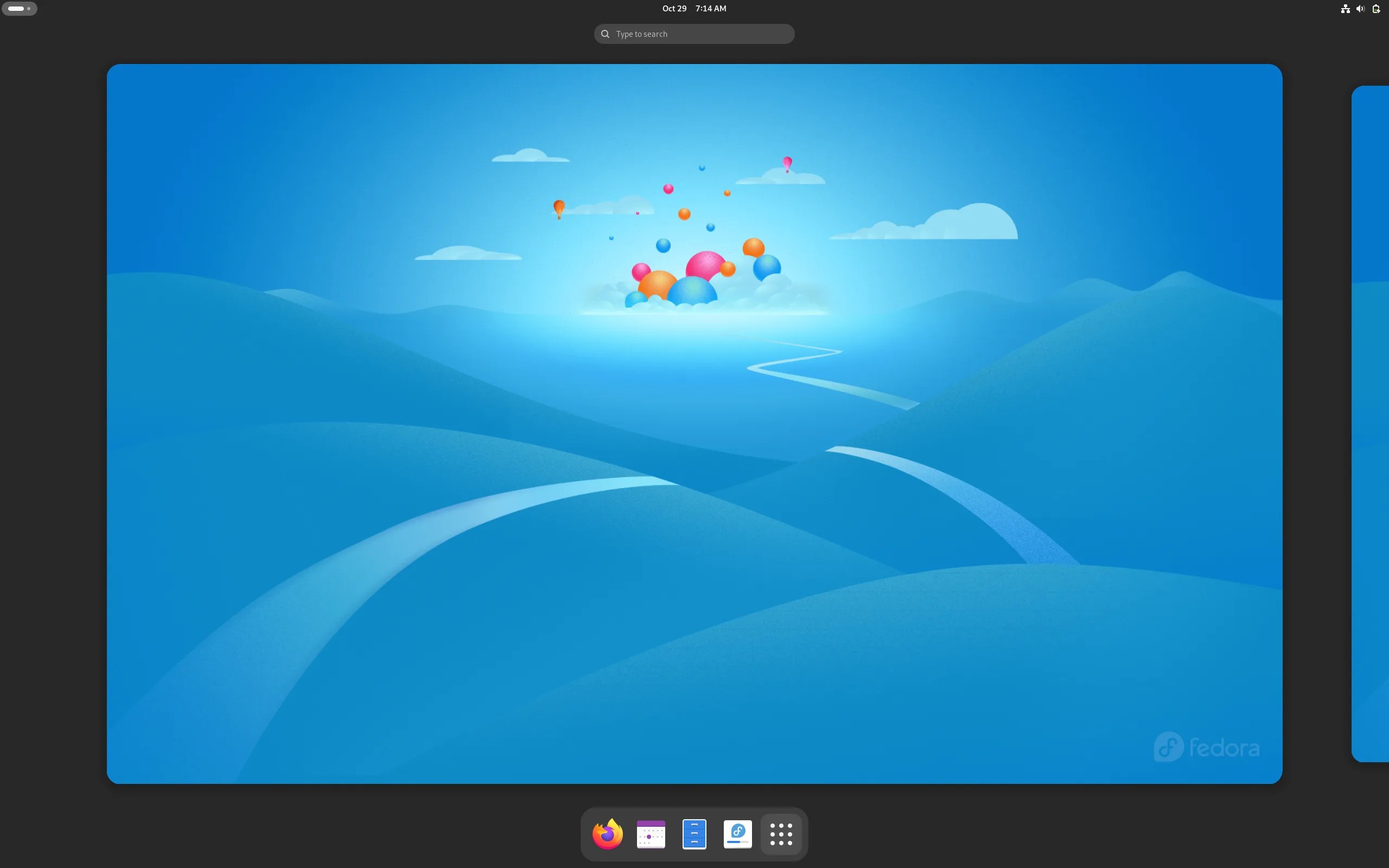 Fedora Linux 41 lançado com grandes novidades 2 Screenshot do Fedora 41, área de desktop do GNOME 47, ambiente padrão do Fedora 41.