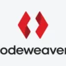 Logo da CodeWeavers com símbolo vermelho em formato de duas setas e o nome 'Codeweavers' em preto