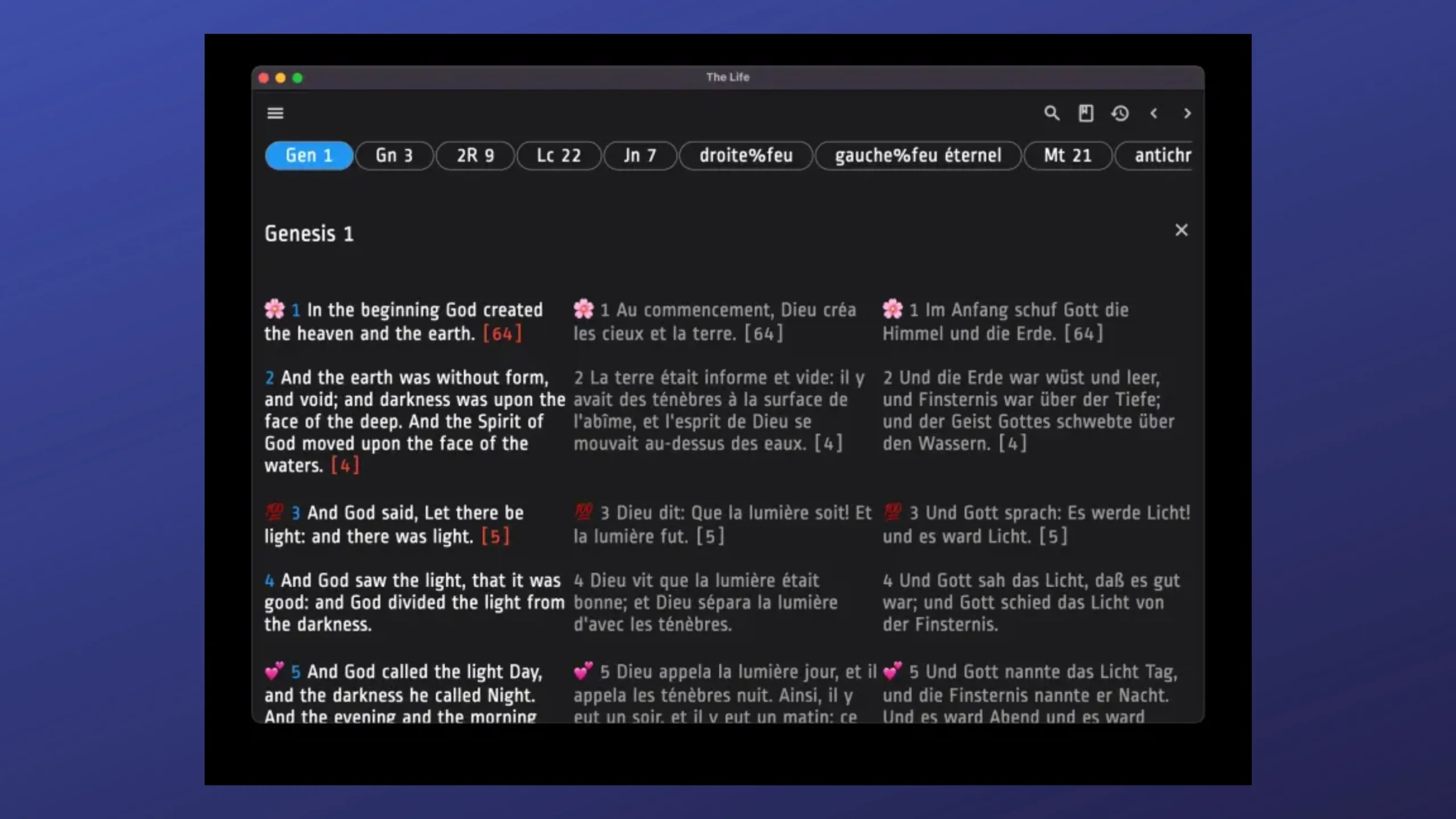 Instale o BibleMultiTheLife no Ubuntu, Fedora, Debian e outras distribuições Linux com Flatpak 2 Imagem com a interface do BibleMultiTheLife