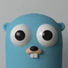 Mascote do Golang com fundo cinza, representando a linguagem de programação Go