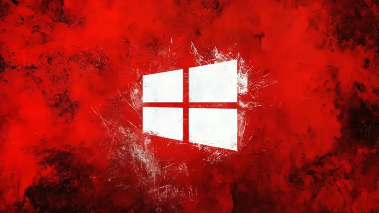 Imagem de logomarca do Windows com fundo vermelho