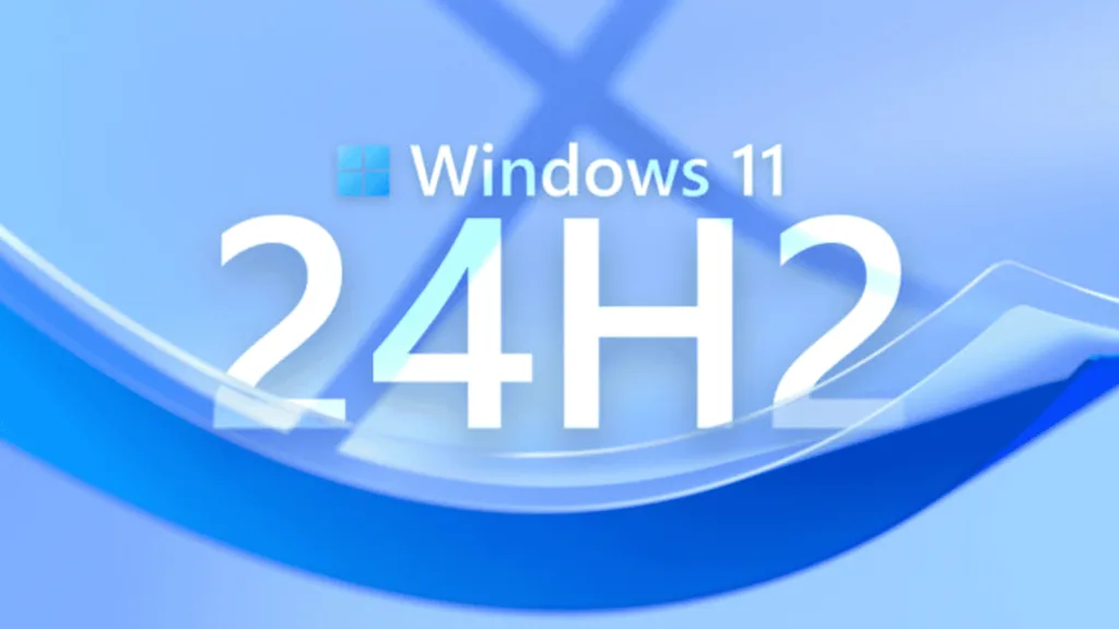 Imagem com a logomarca do Windows 11 e atualização 24H2