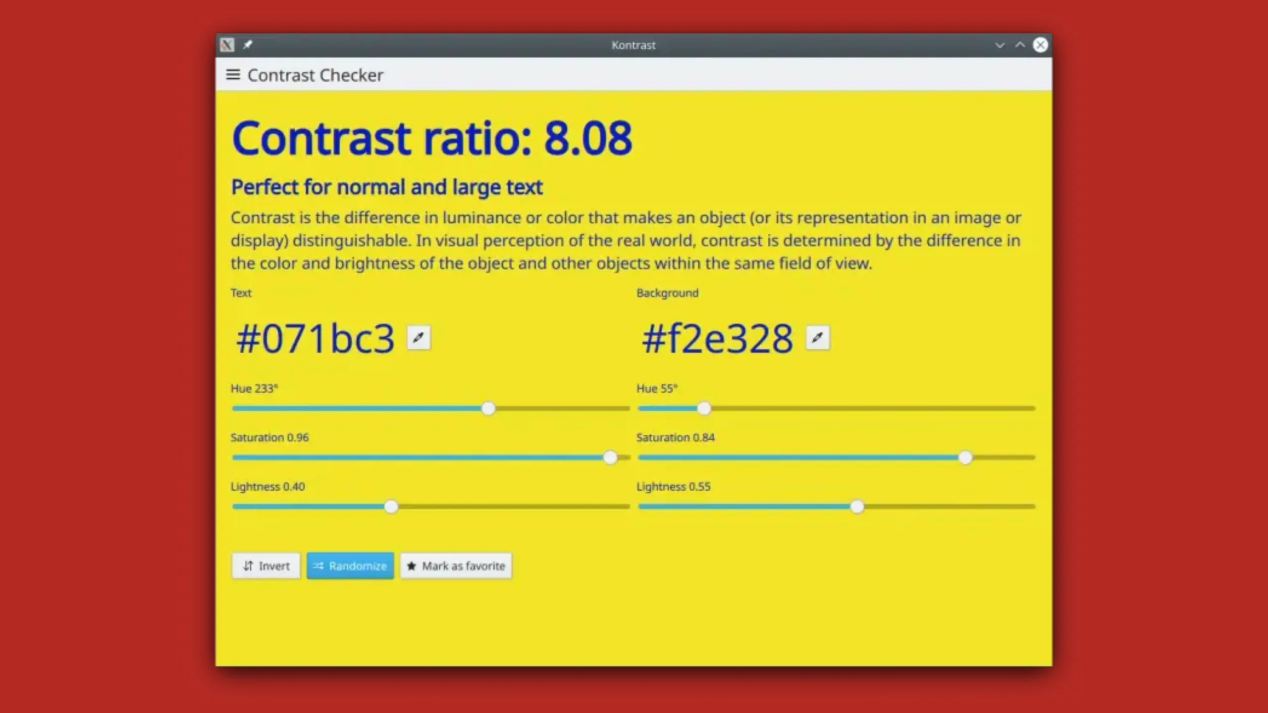 Instale o Kontrast no Ubuntu, Fedora, Debian e outras distribuições Linux com Flatpak 2 Imagem com a interface do Kontrast