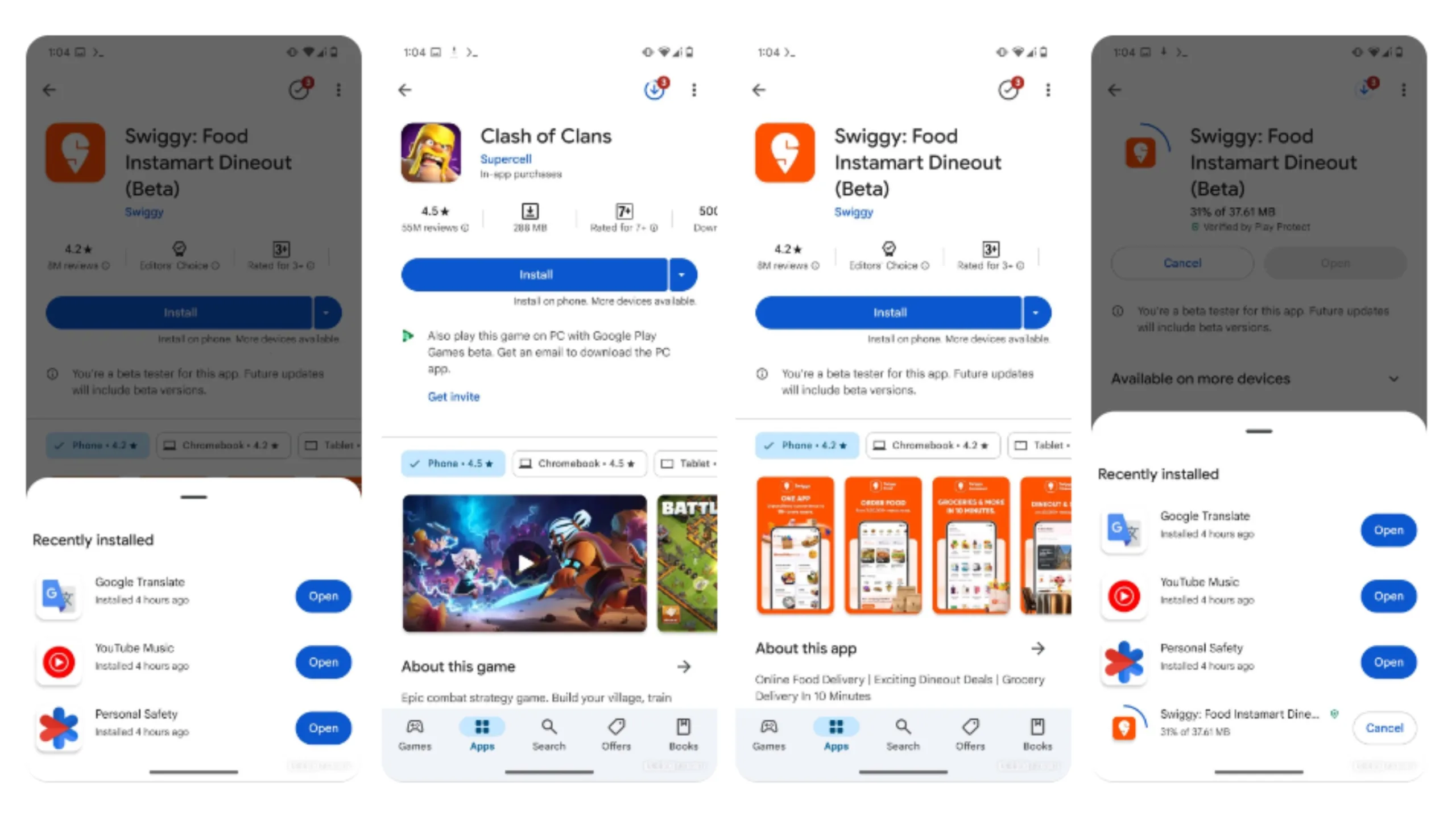 Gerenciador de downloads da Play Store facilita o rastreamento de aplicativos 2 Capturas de tela do gerenciador de downloads que está sendo testado atualmente