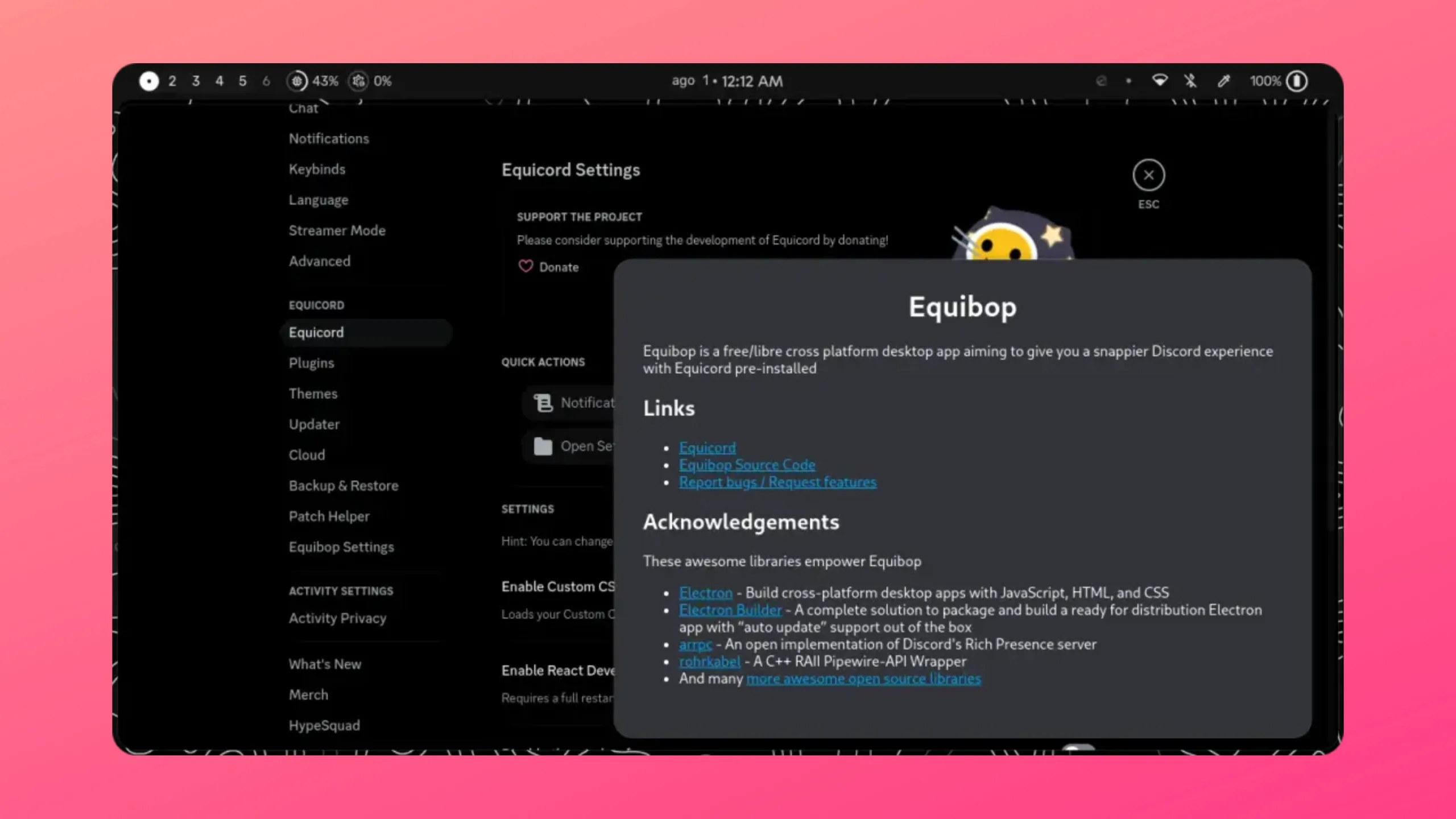Instale o Equibop no Ubuntu, Fedora, Debian e outras distribuições Linux com Flatpak 2 Imagem com a interface do Equibop