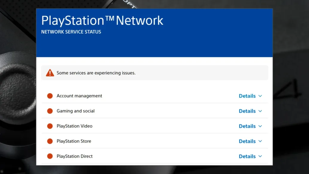 Imagem com interrupção da Playstation Networks