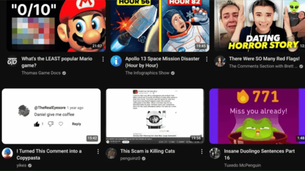 Imagem redesign homepage do YouTube