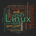 Nuvem de palavras relacionadas a termos e códigos do Linux Kernel, destacando palavras como 'Linux', 'user', 'channel', 'int', 'static', 'ipmi', 'mutex', e outras usadas em patches e desenvolvimento do kernel.