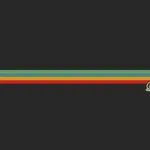 Logotipo do OpenBSD com listras coloridas retrô em um fundo preto.
