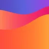 Imagem abstrata com curvas nas cores laranja, vermelho e roxo, representando o estilo visual moderno do Firefox.