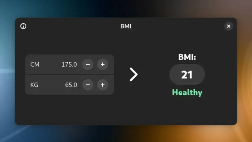 Imagem com a interface do BMI