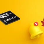 Chip GCT GDM724x LTE com ícone do Linux e sino de notificação, representando a remoção do driver GDM724x no kernel Linux 6.13
