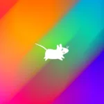 Logo do Xfce com um fundo em degrade colorido que vai do rosa ao azul, passando por tons de laranja e verde. O logo, um rato branco estilizado, está no centro da imagem