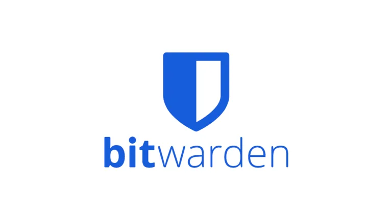 Logotipo do Bitwarden em azul, com um escudo estilizado ao lado do nome 'bitwarden' em letras minúsculas