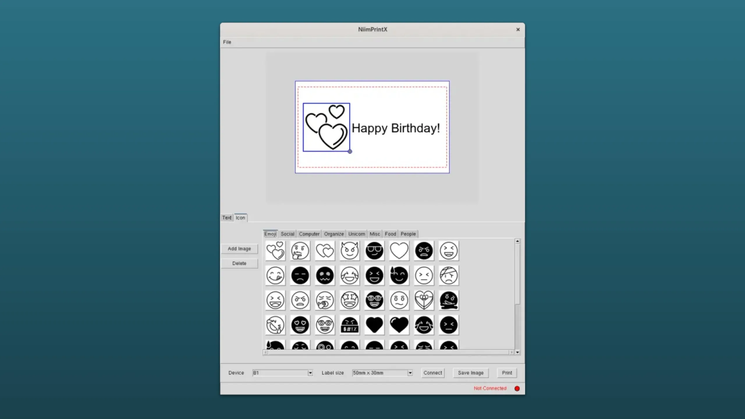 Instale o NiimPrintX no Ubuntu, Fedora, Debian e outras distribuições Linux com Flatpak 2 Imagem com a interface do Niimprintx