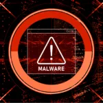 Alerta de malware em tons vermelhos destacando um aviso de infecção, ilustrando a ameaça do vírus Perfctl em servidores Linux.