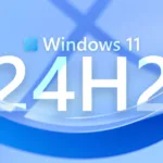 Imagem com a logomarca do Windows 11 e atualização 24H2