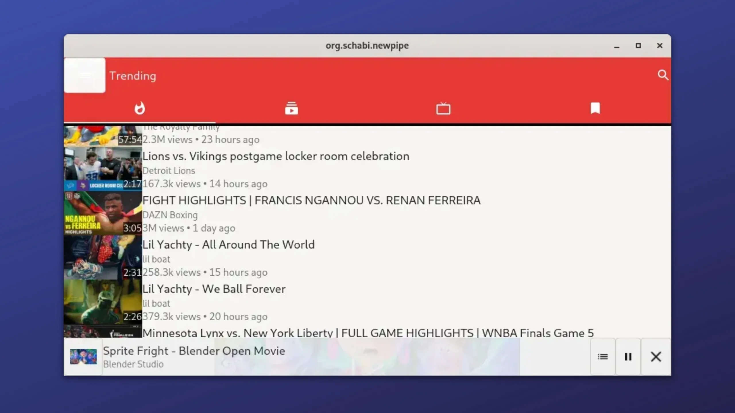 Instale o NewPipe no Ubuntu, Fedora, Debian e outras distribuições Linux com Flatpak 2 Imagem com a interface do Newpipe