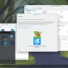 Captura de tela do Fedora KDE Plasma, mostrando o Centro de Boas-Vindas, gerenciador de arquivos Dolphin, menu de aplicativos, e monitor do sistema exibindo informações sobre CPU, disco e memória.