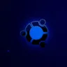 Logotipo do Ubuntu em tons de azul sobre um fundo estrelado.