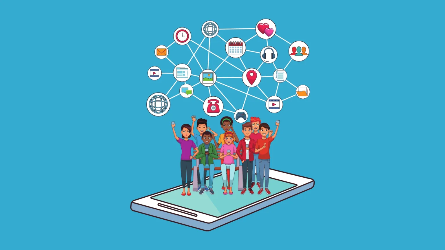 A proposta de proibição das redes sociais para menores de 16 anos: um debate sobre saúde mental 1 Imagem de adolescentes usando redes sociais