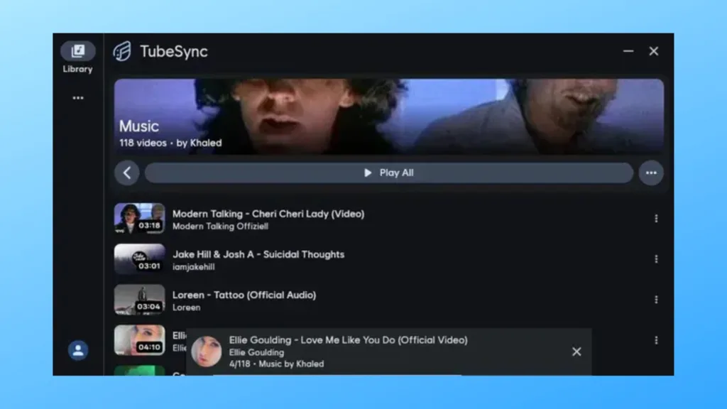 Imagem com a interface 
do Tubesync